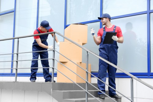 Office removals team preparing a Greenwich business move