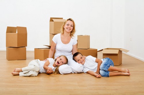 Packed household items ready for removals in Greenwich